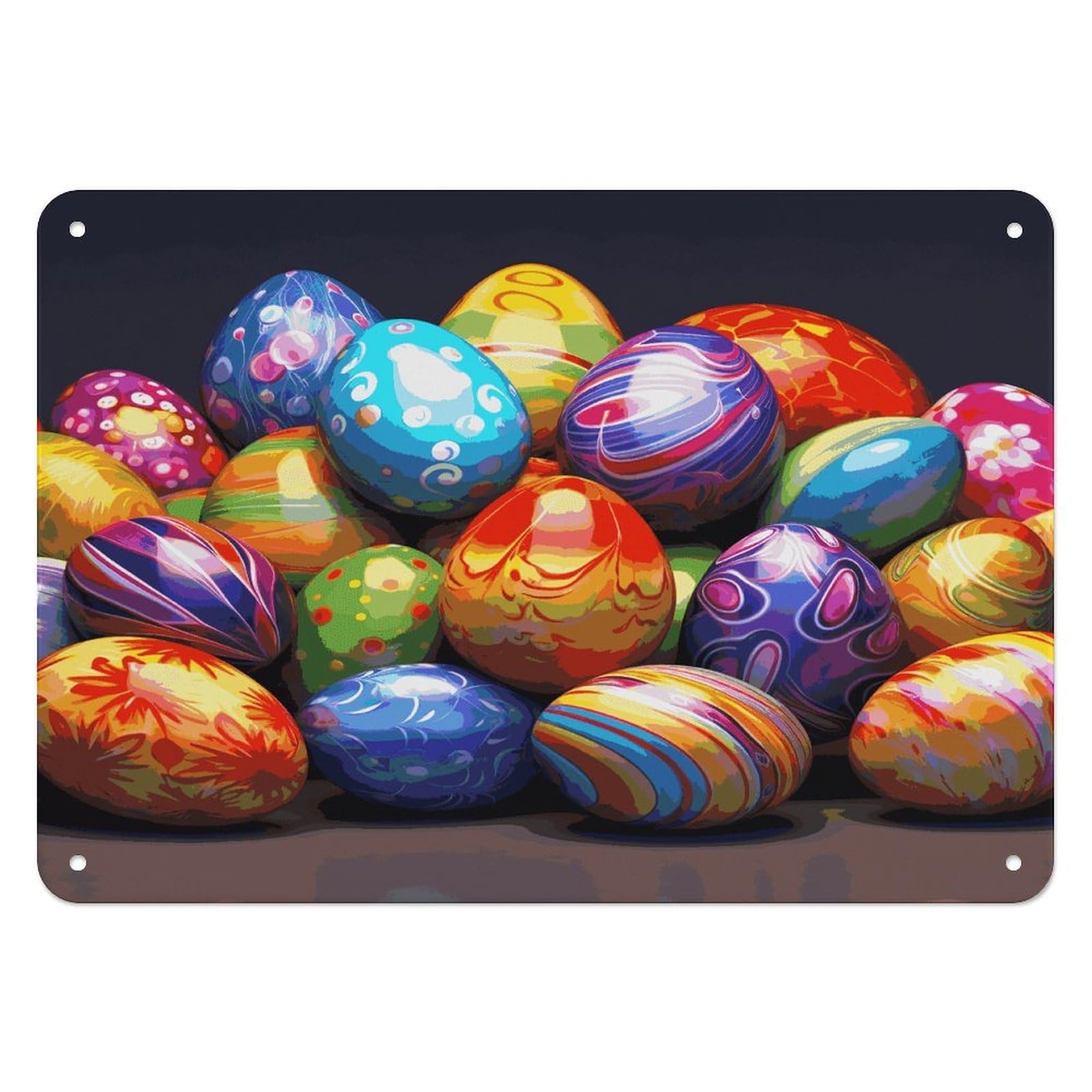 Fodpand Style Easter Eggs Retro Vintage Metal Tin Sign,Wall Art Decor Garden Plaque Poster For Bedrooms Yard Bars Pubs Patios Porches 7.9X5.5 Inch
