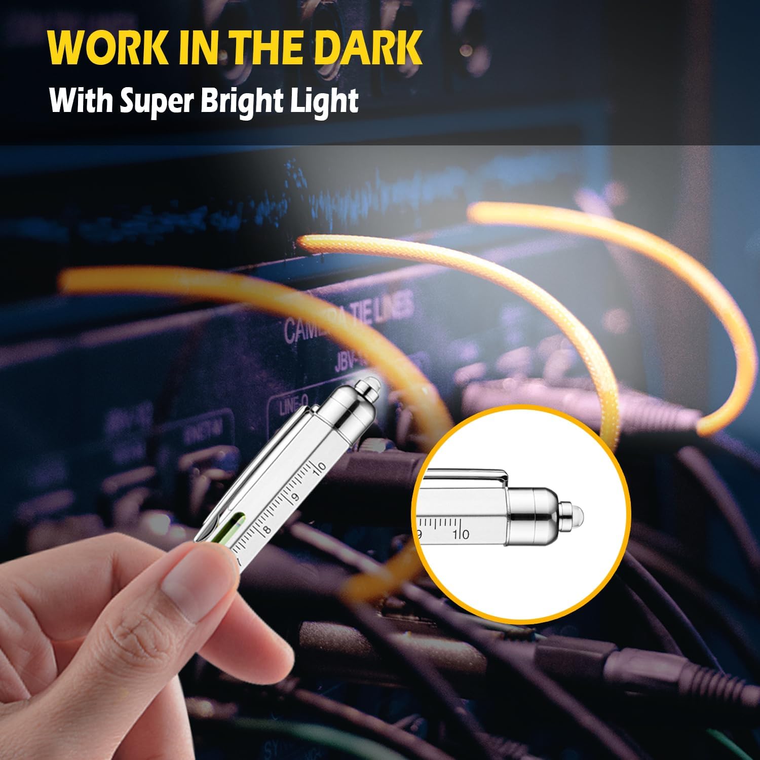 Gifts for Dad Men Him,2 Pack Multitool Pen,Multi-tool Pen with [Stylus, Ballpoint Pen, 6 refills, 4" Ruler, Level, Phillips Screwdriver,LED] (Silver)