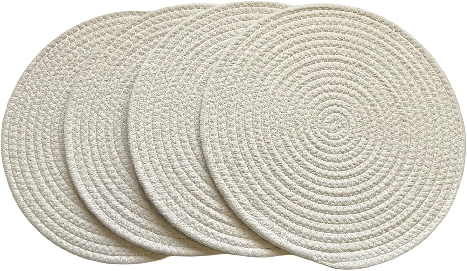 Round Placemats Washable Thick Cotton Absorbent Round Table Mats for Kitchen Dining Table Set of 4 Round Woven Fabric Place Mats(DEEP Blue,30cm)