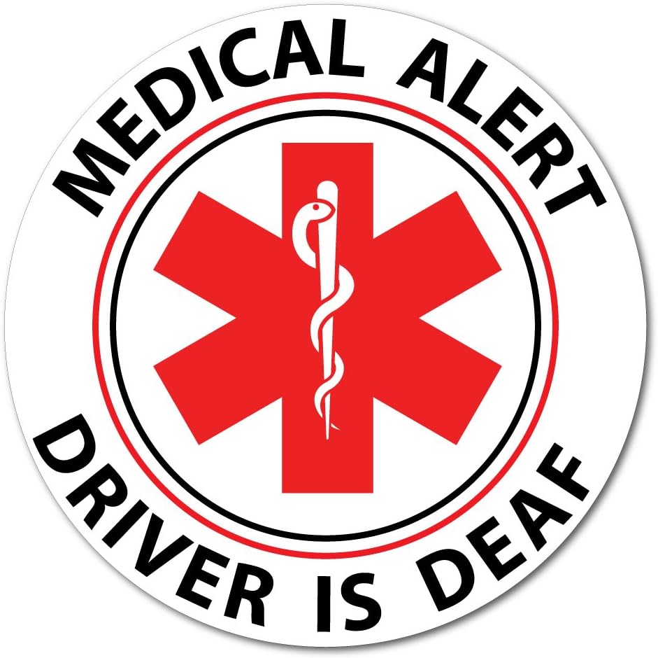 Driver is Deaf Reflective Decals - for Car Bumpers & Windows - Weatherproof & UV Resistant - Indoor & Outdoor Use - 2.25 x 2.25 Inches (2 Small Circle Decals) image 2