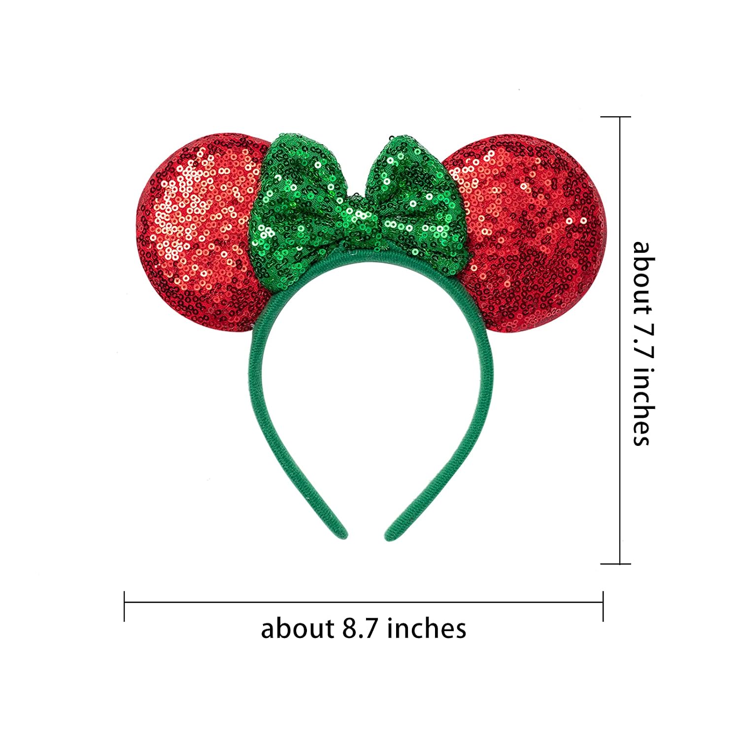Mouse Ears Headbands ,2Pcs Shiny Bows Mouse Ears for Kids Girls Women Princess Party Decorations Cosplay