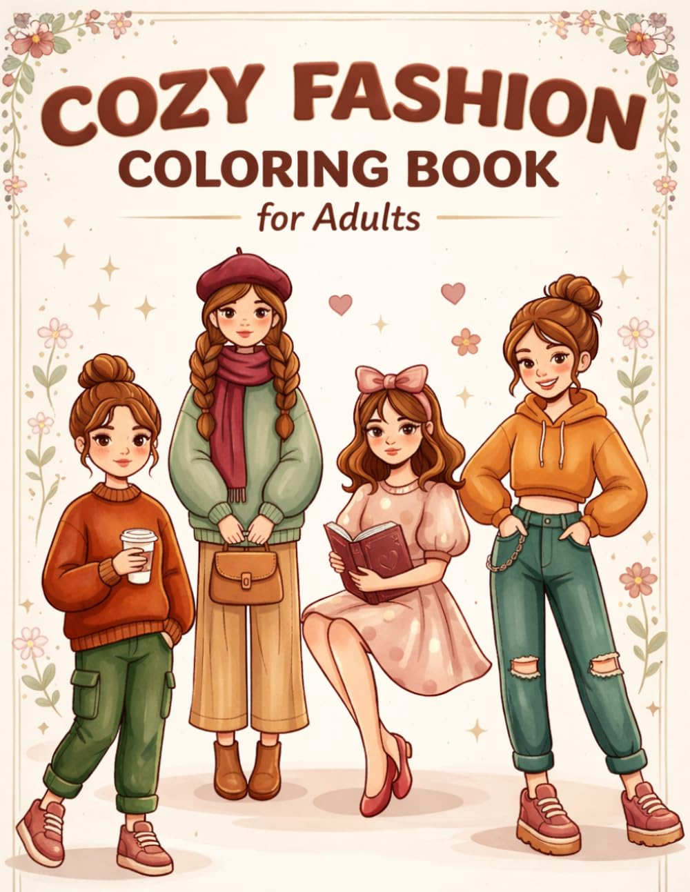Cozy Fashion Coloring Book for Adults: Bold and Easy Stylish Outfits for Stress Relief and Relaxation | 50 Cozy Fashion Pages for Adults and Beginners