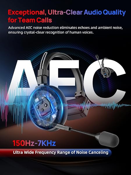 SYNCO Xtalk X2 Casque Intercom Full Duplex Système, 2.4G Casque Communication sans Fil Intercom Système pour Equipe d'Annulation du Bruit avec 2 Ecouteurs - 4