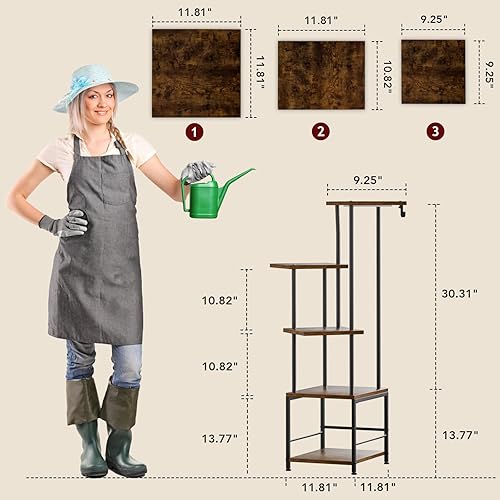 Miniatura 2 de Soporte para plantas de interior con luz de crecimiento, soporte alto de 5 niveles para plantas de interior, estante de metal para plantas con