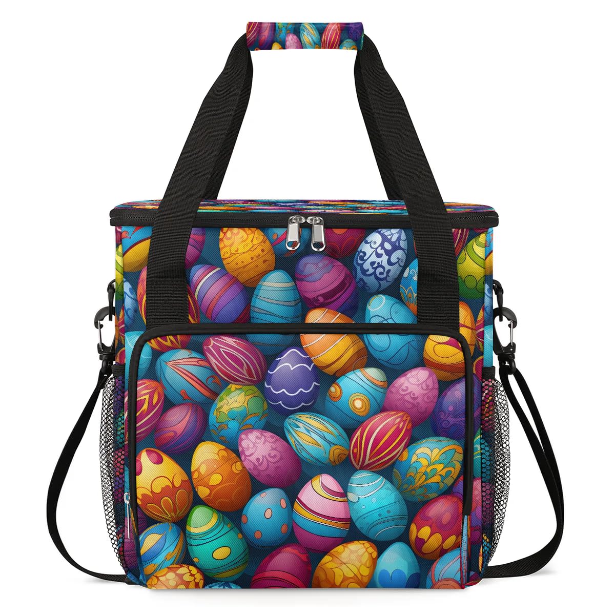 Coffee Maker Carring Bag Easter Colored Egg Travel Carrying Storage Tote Bag Compatible with Keurig K-Mini or K-Mini Plus Portable Single Serve Coffee Brewer Case with Pockets for K-cup Pods