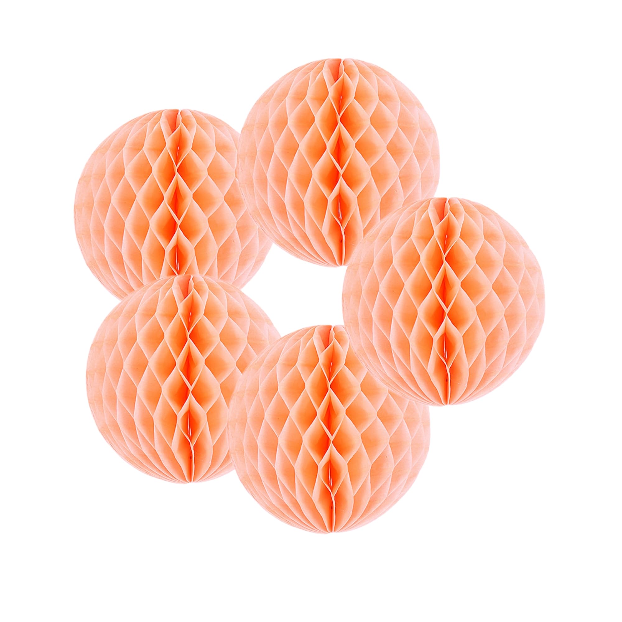 SrchJoy Honeycomb Paper Ball Party Decorations Pack of 5 Tissue Pom Poms Flower Ball Garland Birthday Baby Shower Wedding Party Decor (Peach, 5 Pcs - 8" (20cm))