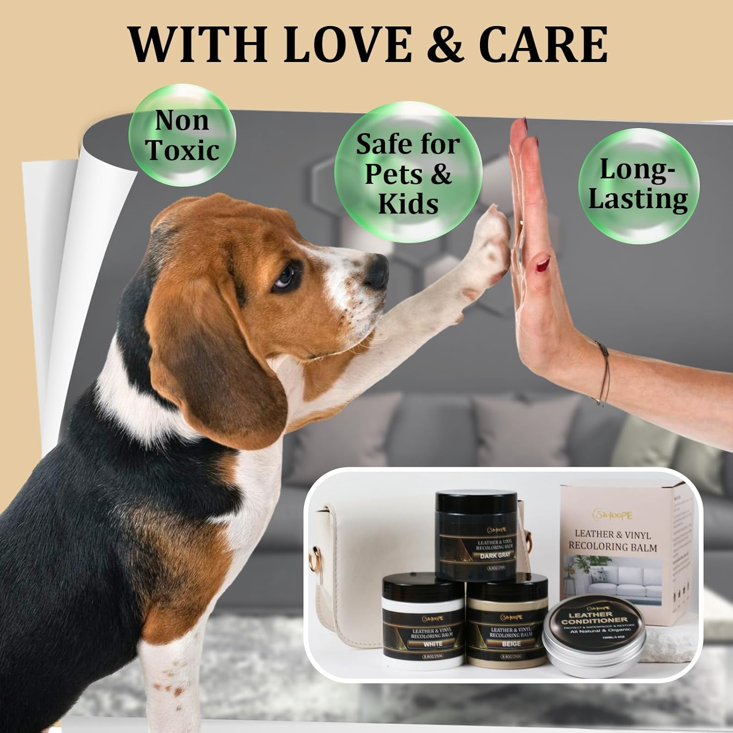 8.8oz Leather Recoloring Balm with 100ml Mink Oil,White Leather Repair Kit for Furniture,Leather Repair Cream,Leather Scratch Repair for Car Interior,Leather Conditioner for Couch - Image 7