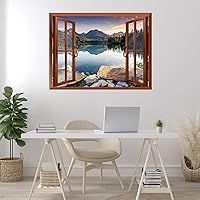 Vista 21 de wall26 Adhesivo mural removible para pared, diseño de pájaros volando sobre la vibrante playa, playa, puesta de sol, naturaleza, desierto