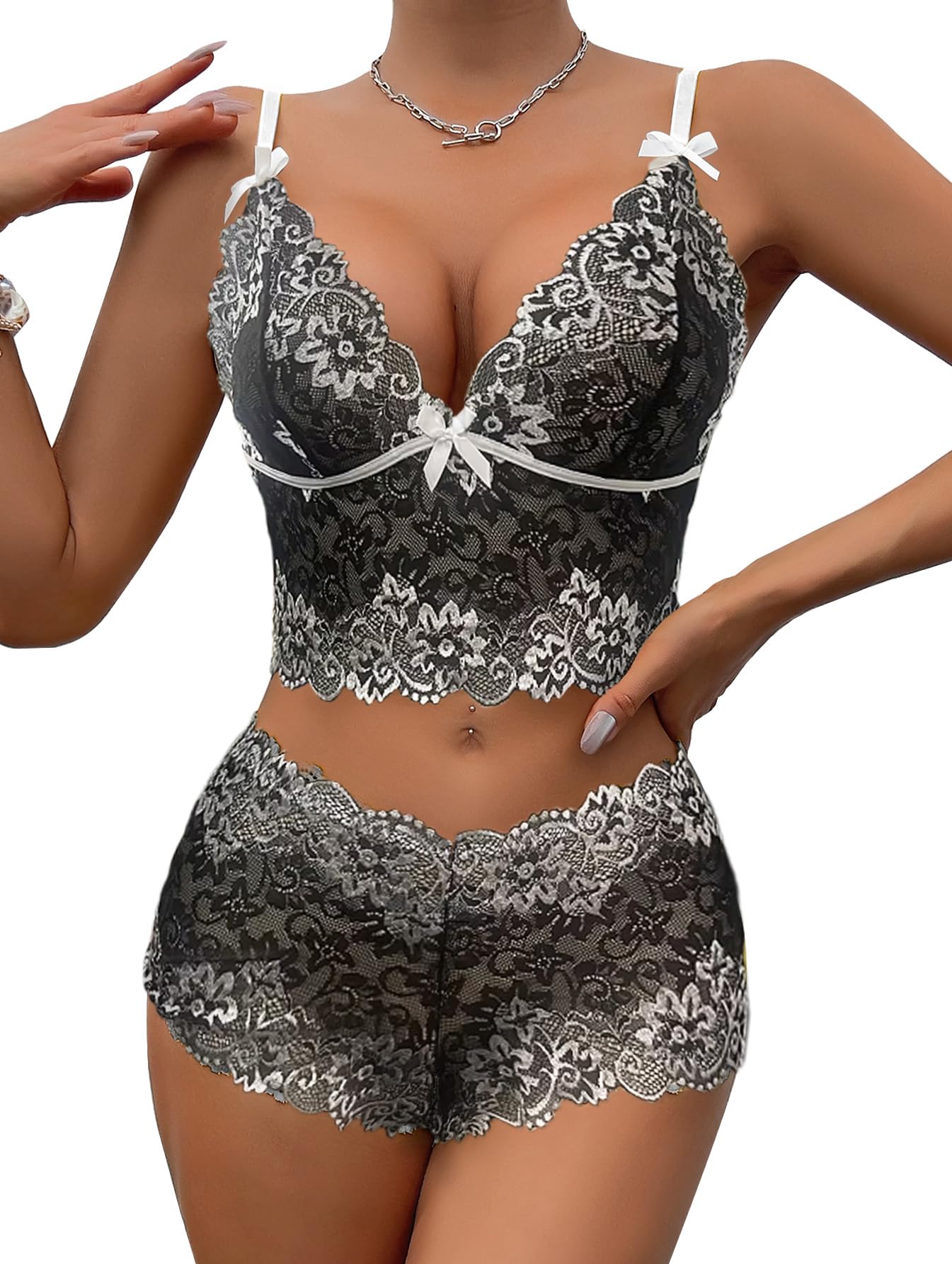 Lilosy Sexy Lingerie Set 2 Piece Women Pajamas Bra and Panty 3XS-5XL