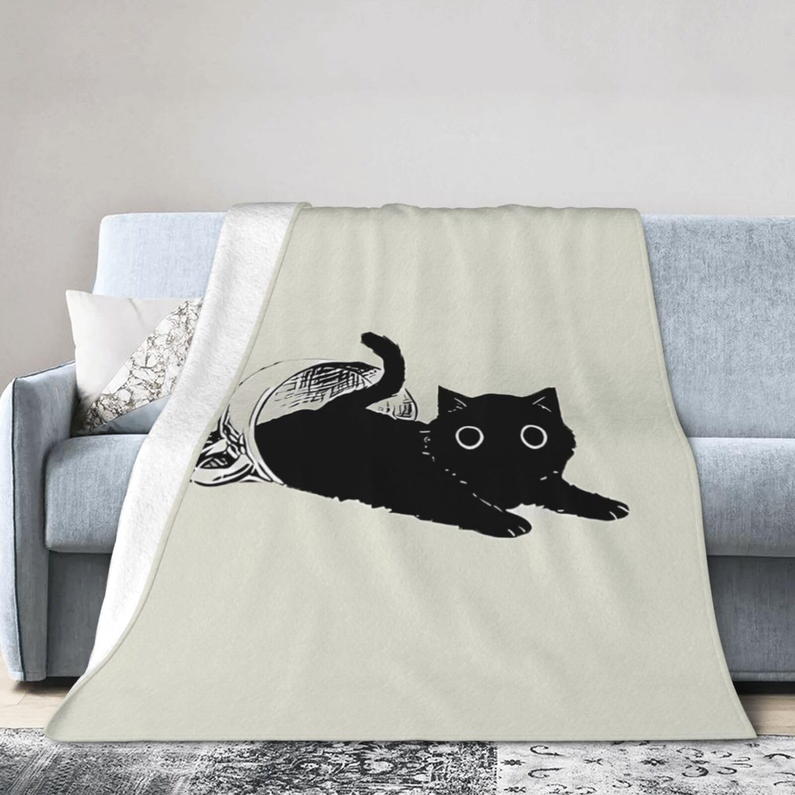 Amazon｜毛布 ブランケット 大判 掛け毛布 高密度 黒猫 ねこ 猫柄