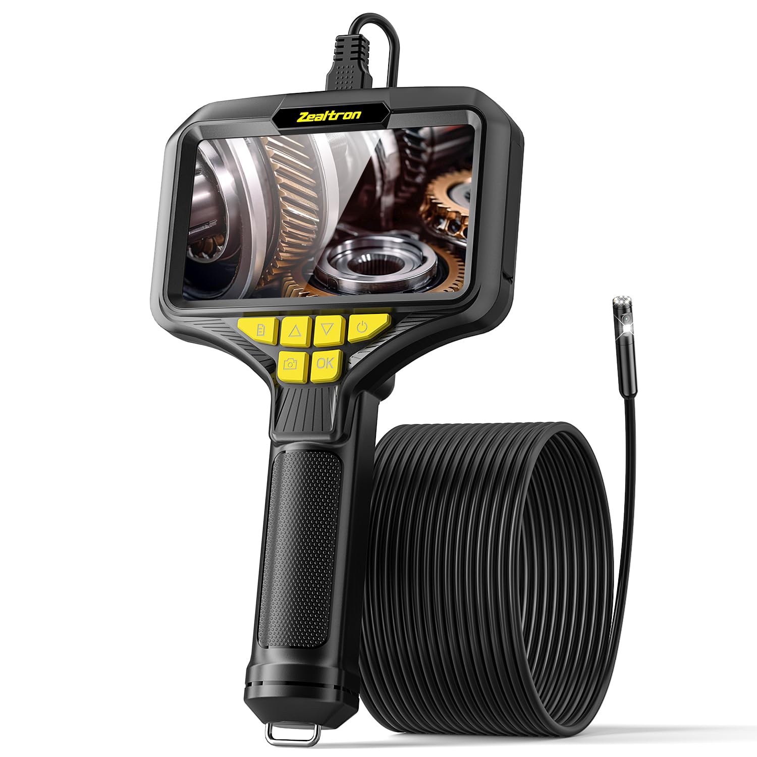 Dual Kameras Endoskopkamera mit Licht, Doppelkamera Dual Lens 5,0 Zoll IPS Bildschirm Endoskop, 8+1 Einstellbaren LED-Licht Inspektionskameras, 5 Meter Kabel Rohrkamera