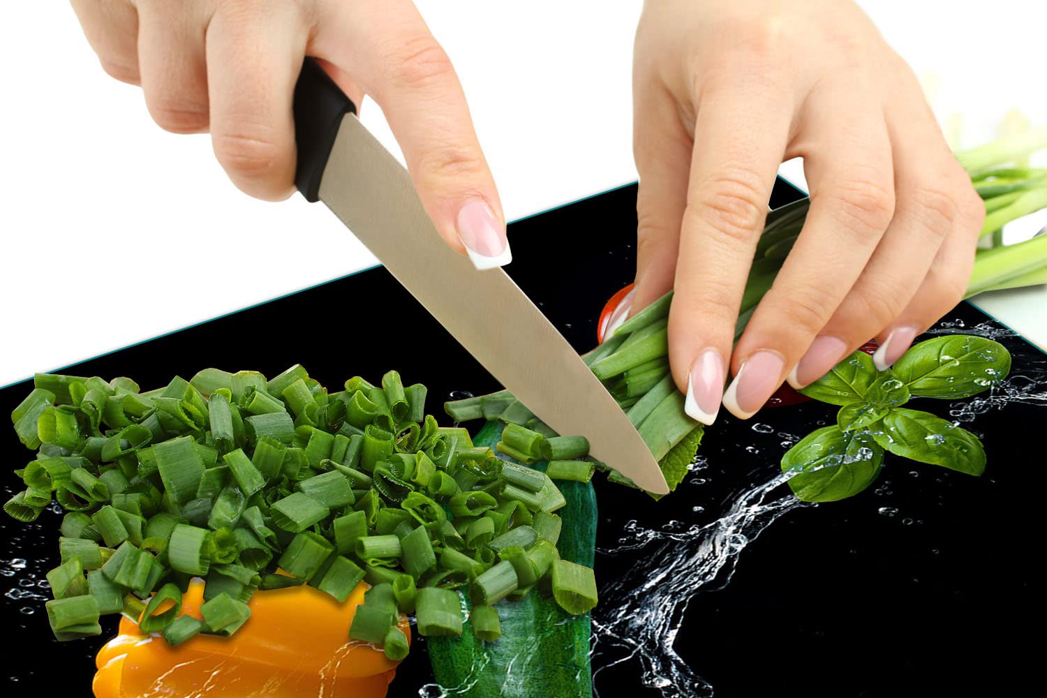 TMK - Plaque de protection en verre - 60 x 52 cm - Pour cuisinière électrique - Protection contre les éclaboussures - Plaque en verre - Décoration - Planche à découper - Légumes