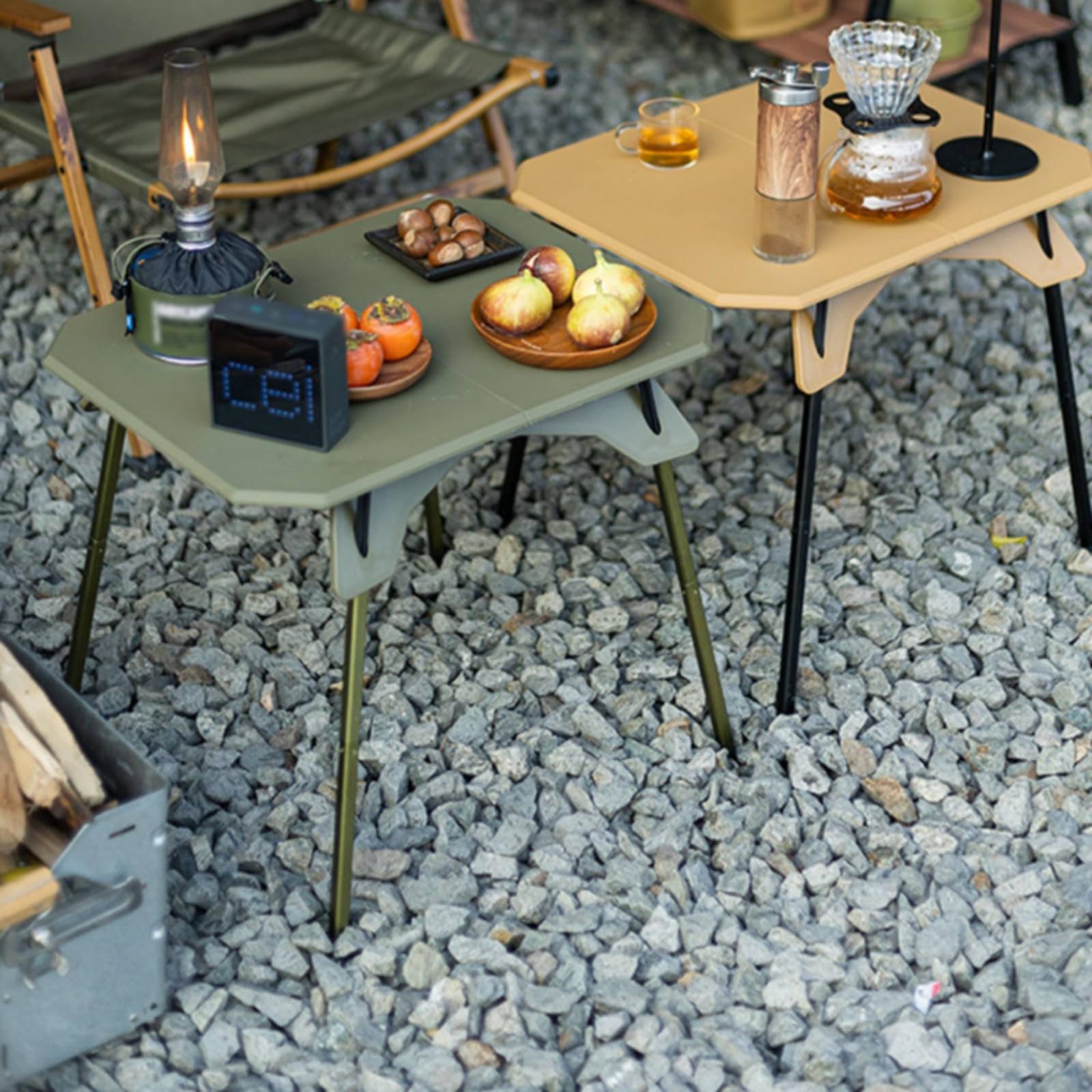 LOVIVER Tavolo da Picnic Pieghevole Tavolo da Campeggio Tavolino Portatile Piano Pieghevole Struttura in E Alluminio Regolazione Bassa O Alta Trasporto Facile, Verde