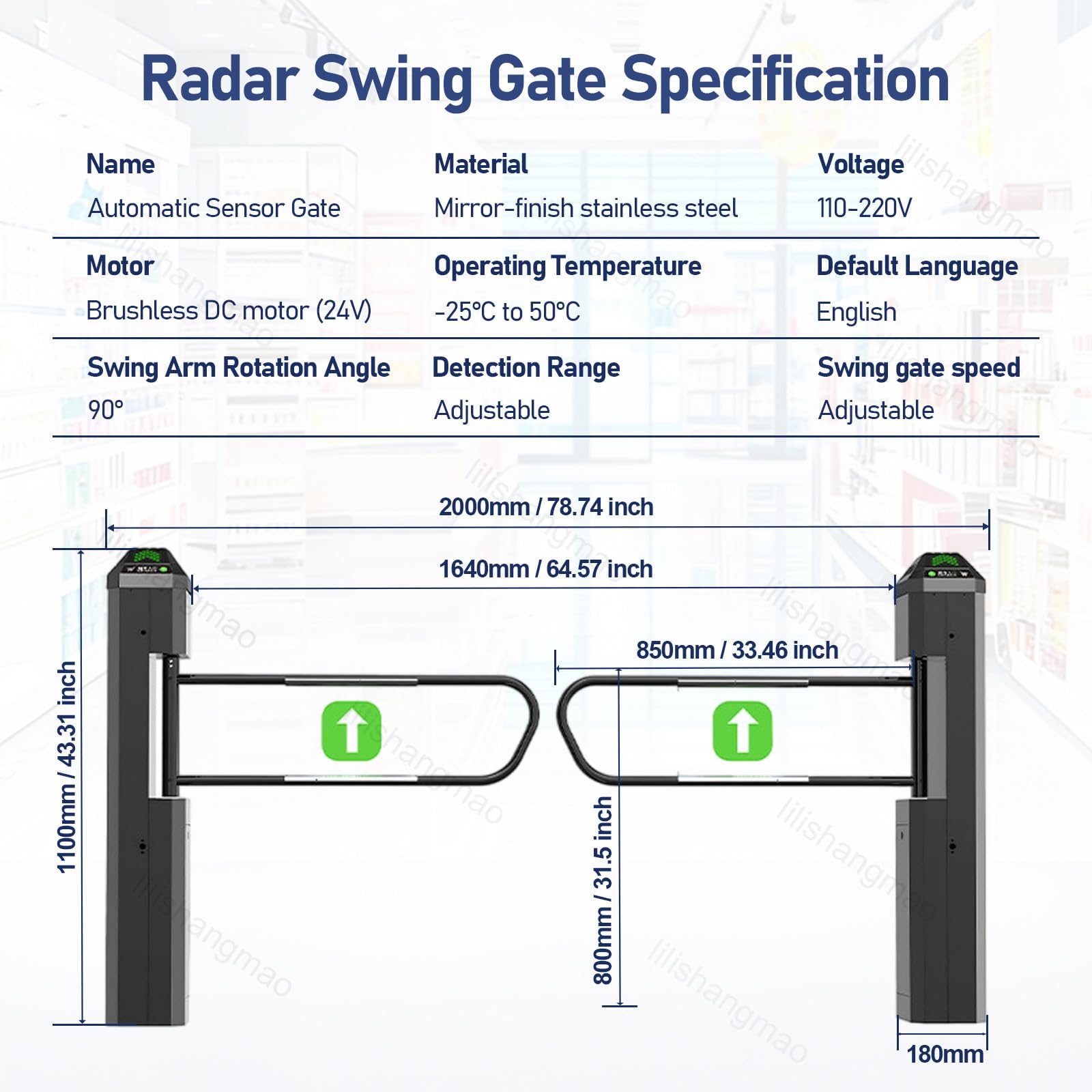 Puerta con Sensor De Radar: Barrera Automática Unidireccional, con Rango De Detección Y Ajuste De Velocidad, para Entradas De Alta Demanda, con Alertas De Voz, para Lugares Públicos A