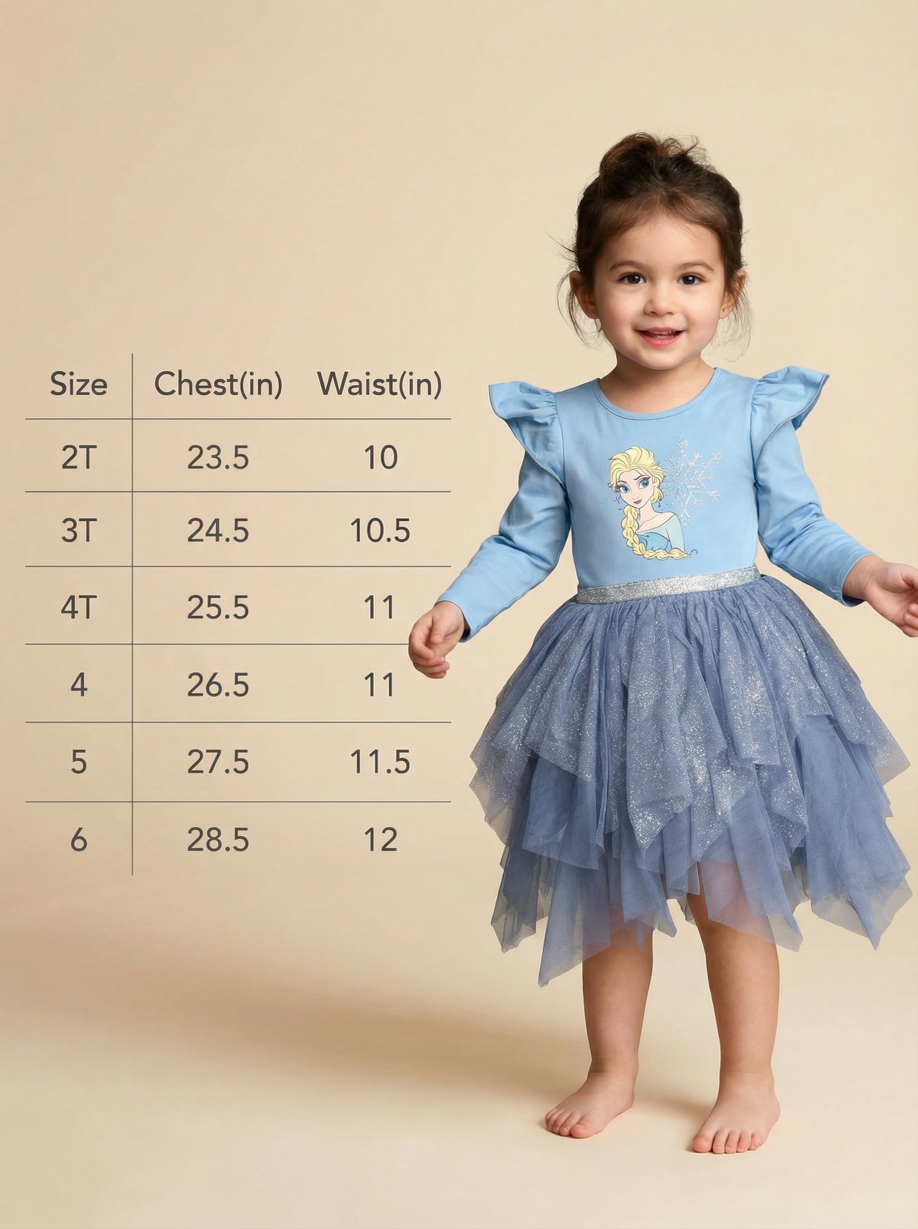 Disney Prinzessin Dress Up to Play für Mädchen Langarm Tutu & Sparkle Tüllrock Prinzessin Elsa Frozen