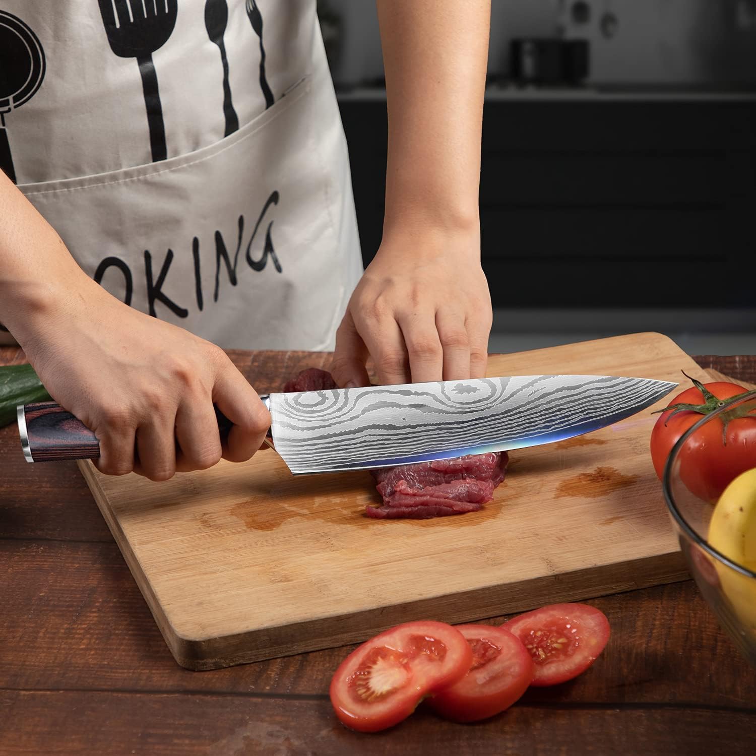 ZEUTER 8-Inch High Carbon German Stainless Steel Kitchen Chef's Knife for Cutting and Chopping Santoku Knife, Damascus Knife, Butcher Knife, Sharp Knife Kitchen, Big Knife Meat Cutting,(1-pcs) 4