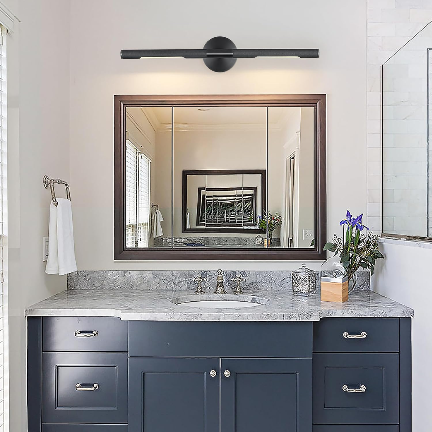 Hardwired Picture Light, 19 Knurled Brass Wall Sconces, Rotatable 360° Picture Lights for Wall, Wall Art Gold Sconces Wall Lighting, Indoor,Bathroom Wall Sconce, Includes Bulbs