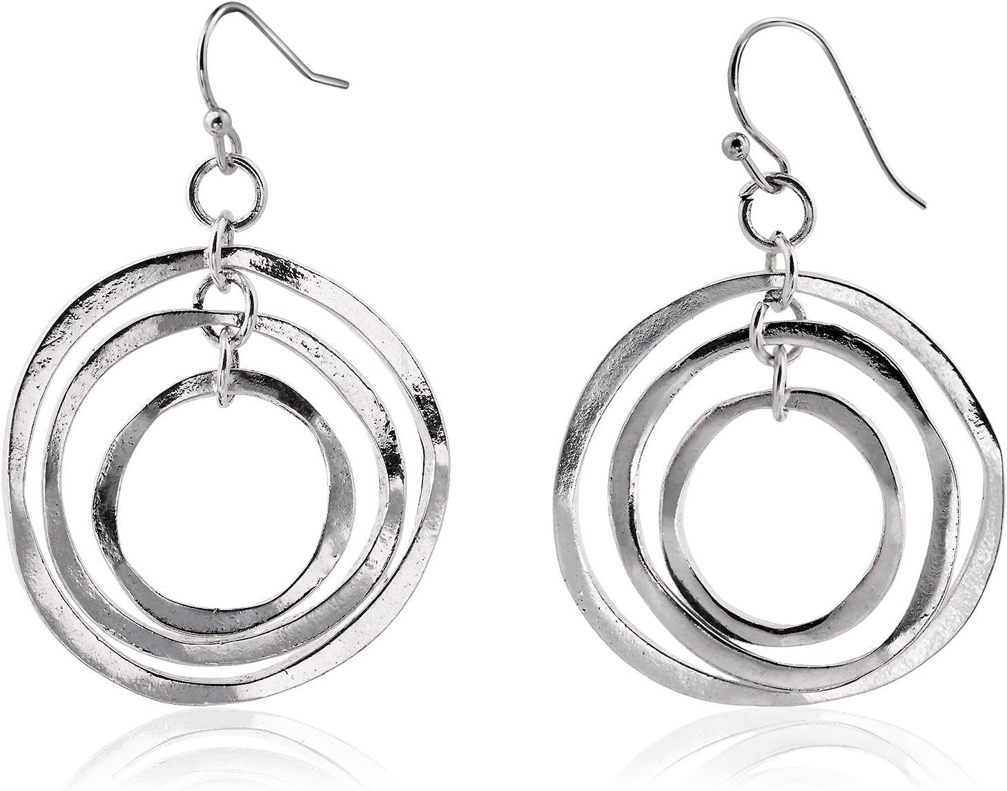 Silver Circle Earrings Sterling Silver Earrings for Women Bohemian Earrings Hypoallergenic Irregular Dangle Earrings Boho Earrings for Women