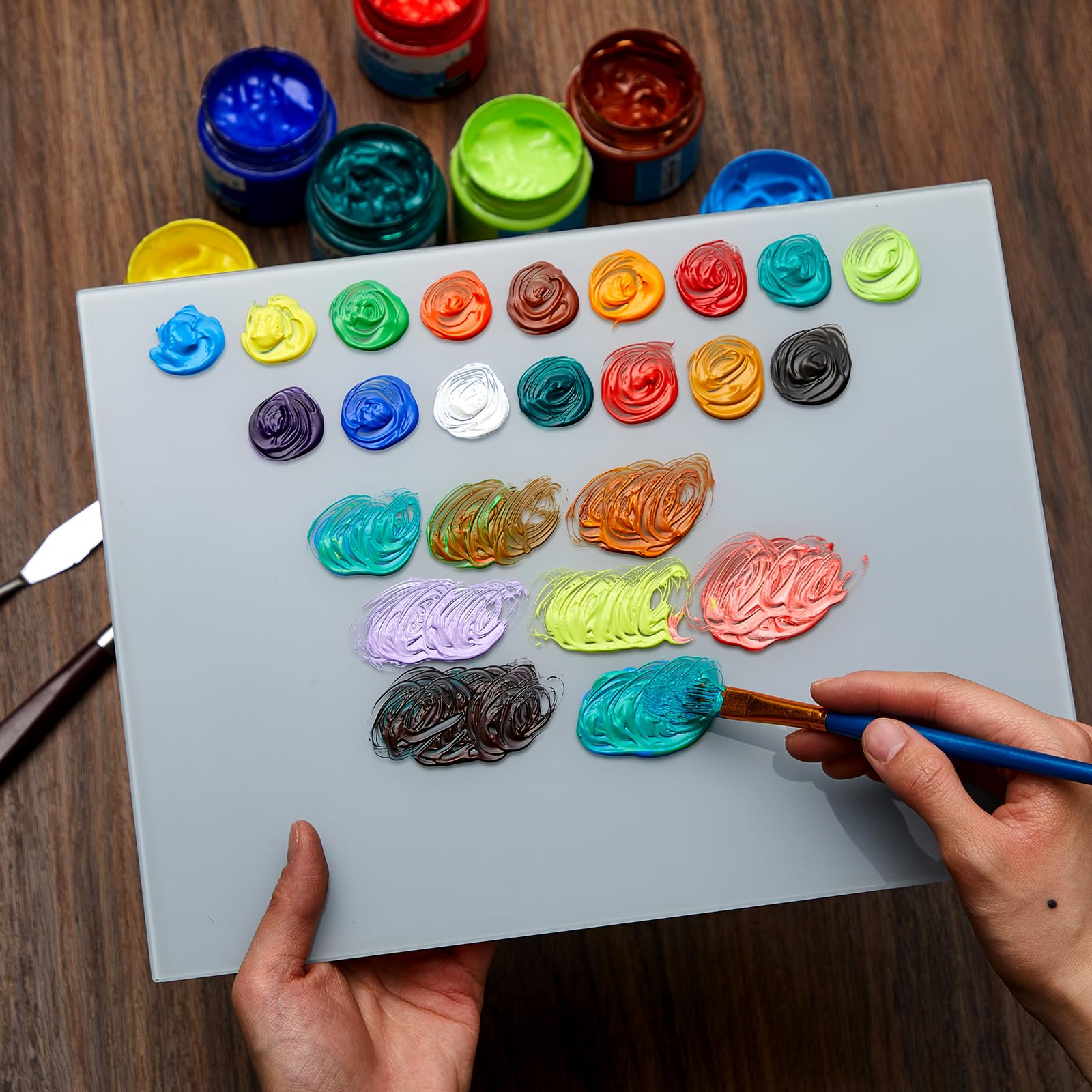 Nuanchu 2 x Palette aus gehärtetem Glas für Ölmalerei, 22,9 x 30,5 cm, Grau