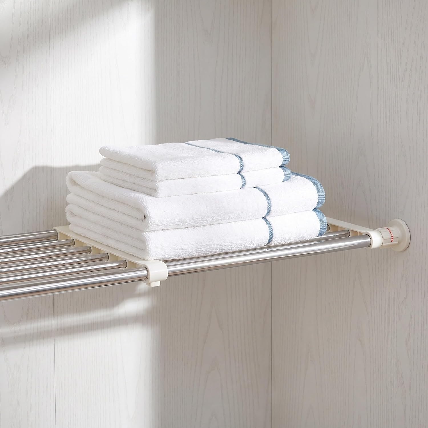 UKCOCO Closet Tension Shelf, 20-31" Adjustable for Wardrobe Organization