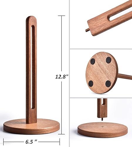 Miniatura 2 de KitchLife Soporte para toallas de papel de madera de acacia, se adapta a rollos jumbo, organizador de soporte dispensador de toallas de papel