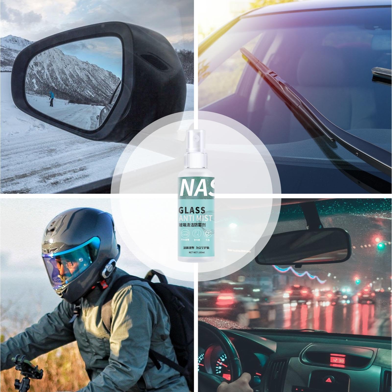 100ml Auto Antibeschlag Sprühmitte, Anti Beschlag Spray Helm Visier, Motorradhelm Anti Beschlag Spray, Für Schwimmbrillen, Brillen, Windschutzscheiben, Motorradhelm-Visiere