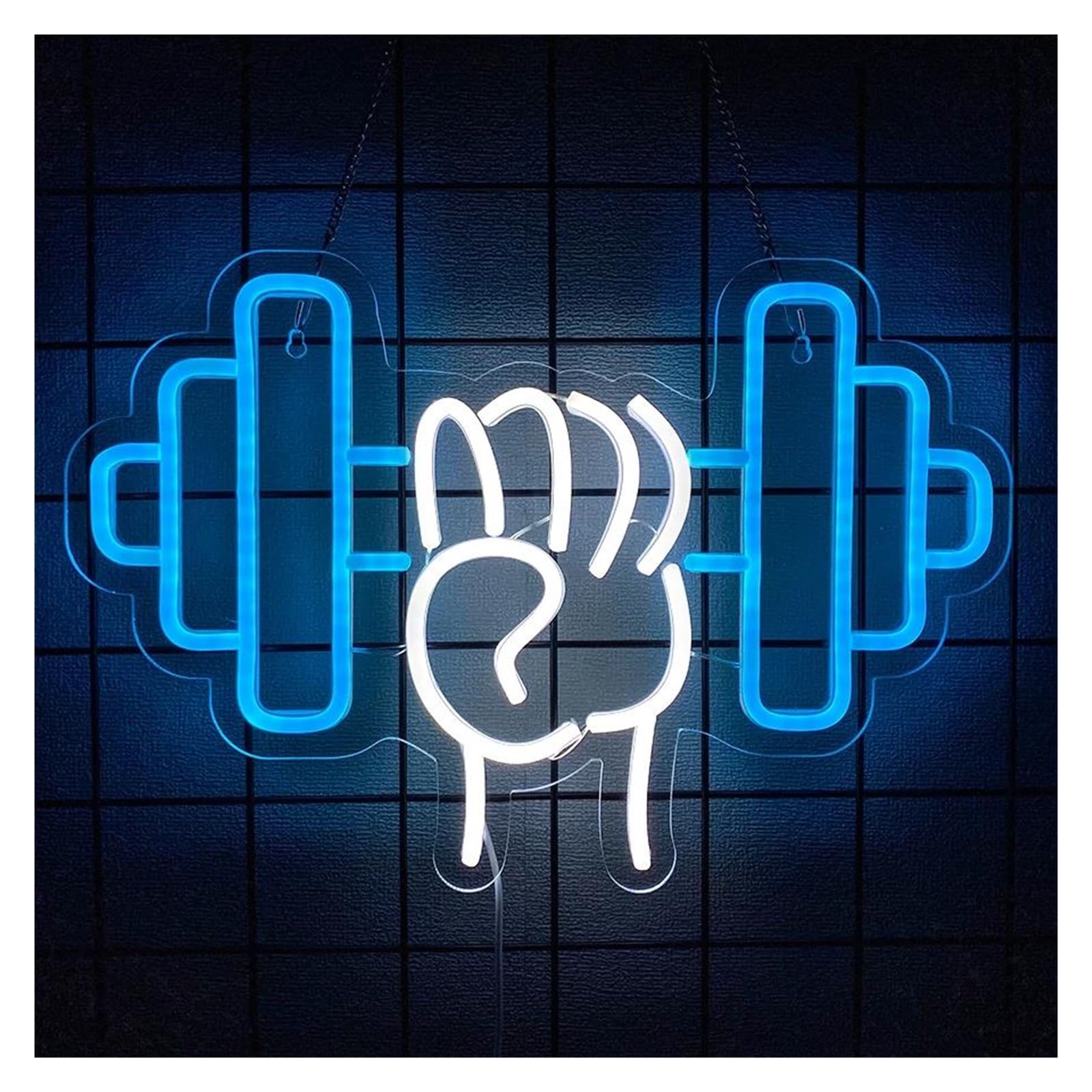LEMST Sign Lamp Barbell Neon Sign Dumbbell Shaped Light for Fitness Bedroom Gym Sports Equipment Room Man Cave Club Art Decor 40.5cmx27.5cm