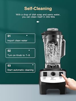 Reemix Blender, 2000W Jug Blender with 2L Tritan Jar, 8 Steel Blades