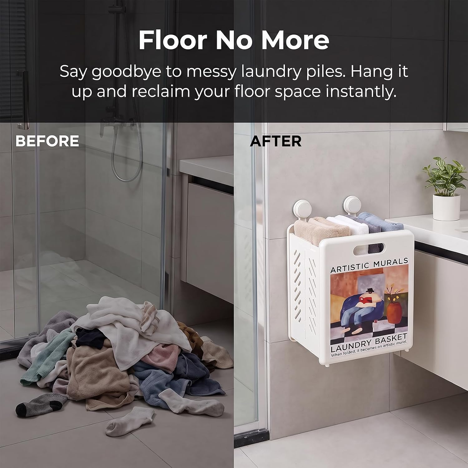 PureBox Collapsible Laundry Basket Kids Storage Hamper Slim Portable image 2