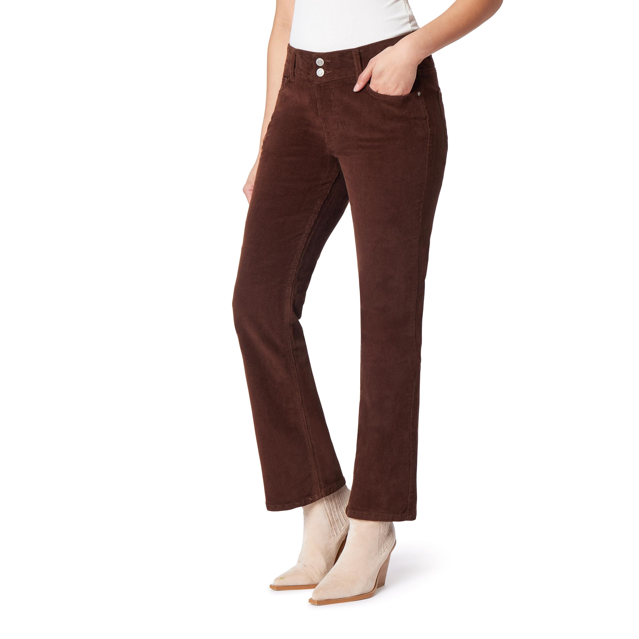 Angels Forever Young Womens Curvy Bootcut Mid-Rise Corduroy Pants Available in Plus Size