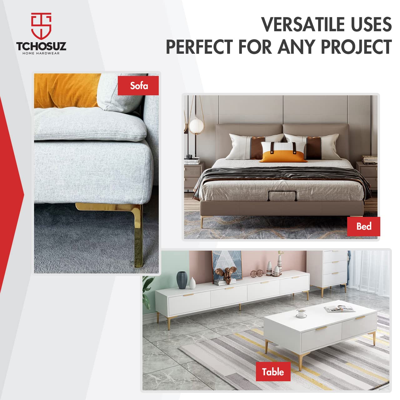 TCHOSUZ 7 Inch / 18cm Metal Furniture Legs - Image 2