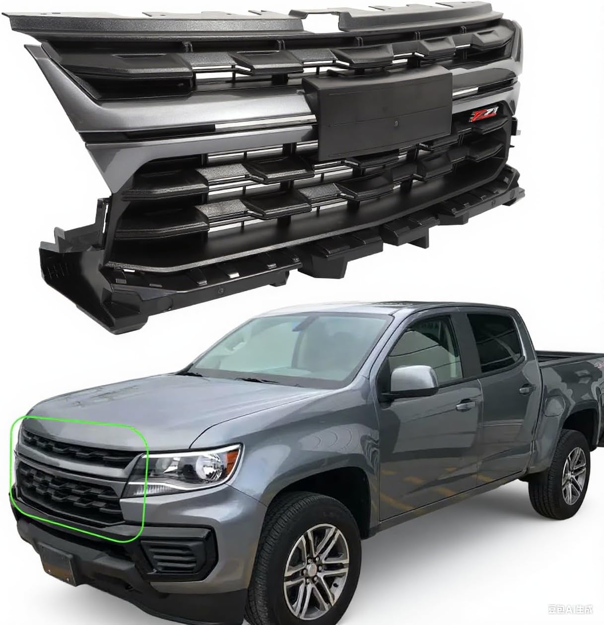 ZXMOTO Fit For Chevrolet Colorado 2021-2022 Front Bumper Grille Assembly,Grey,Replaces OE 84896827, 84896828