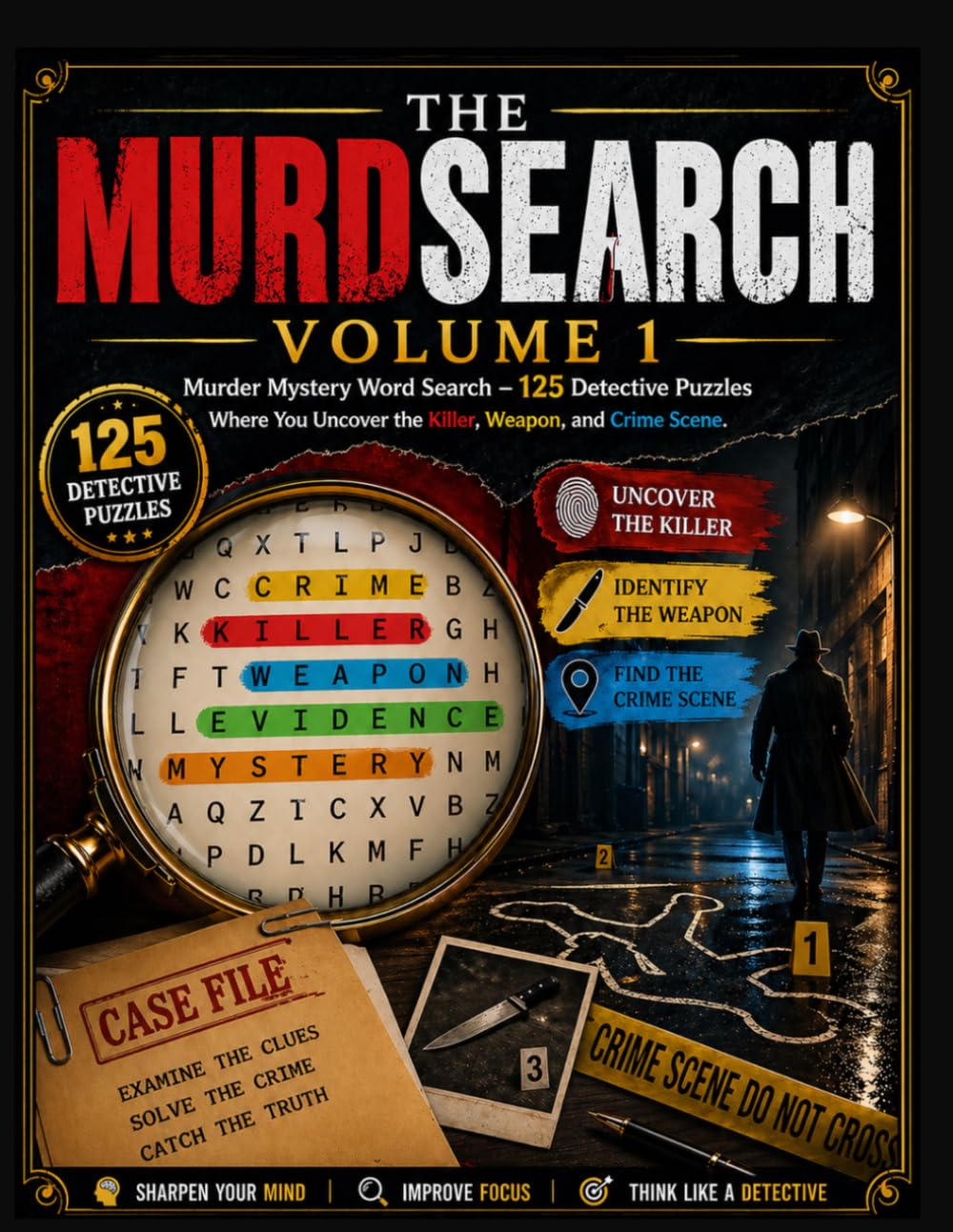 THE MURDSEARCH VOLUME 1: Murder Mystery Word Search – 125 Detective Puzzles Where You Uncover the Killer, Weapon, and Crime Scene.