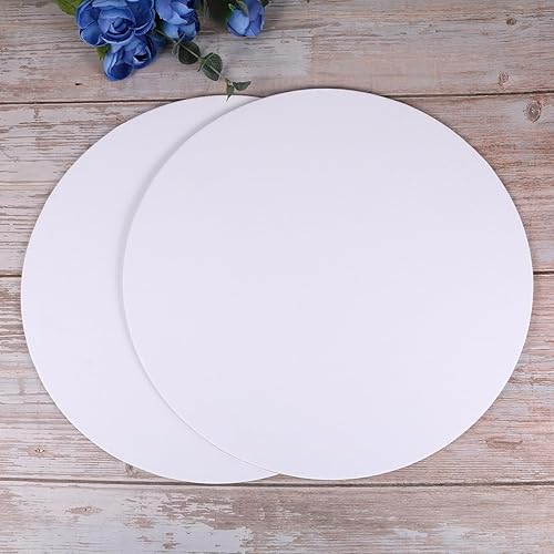 Miniatura 3 de HEALLILY 6pcs pintura redonda lienzo panel lienzo pintura tableros 9.8 in