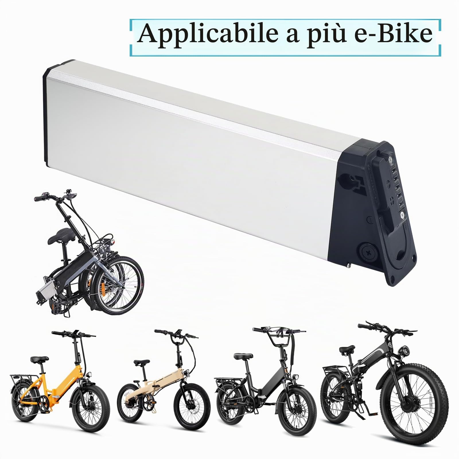 Batteria E-Bike 48V17.5Ah per Biciclette Elettriche Pieghevoli Engwe PRO 2, Mate X, Engwe Engine X, per Motori 250W 350W 450W 500W 750W 1000W, Batteria al Litio con BMS e Caricatore (48V17.5Ah)