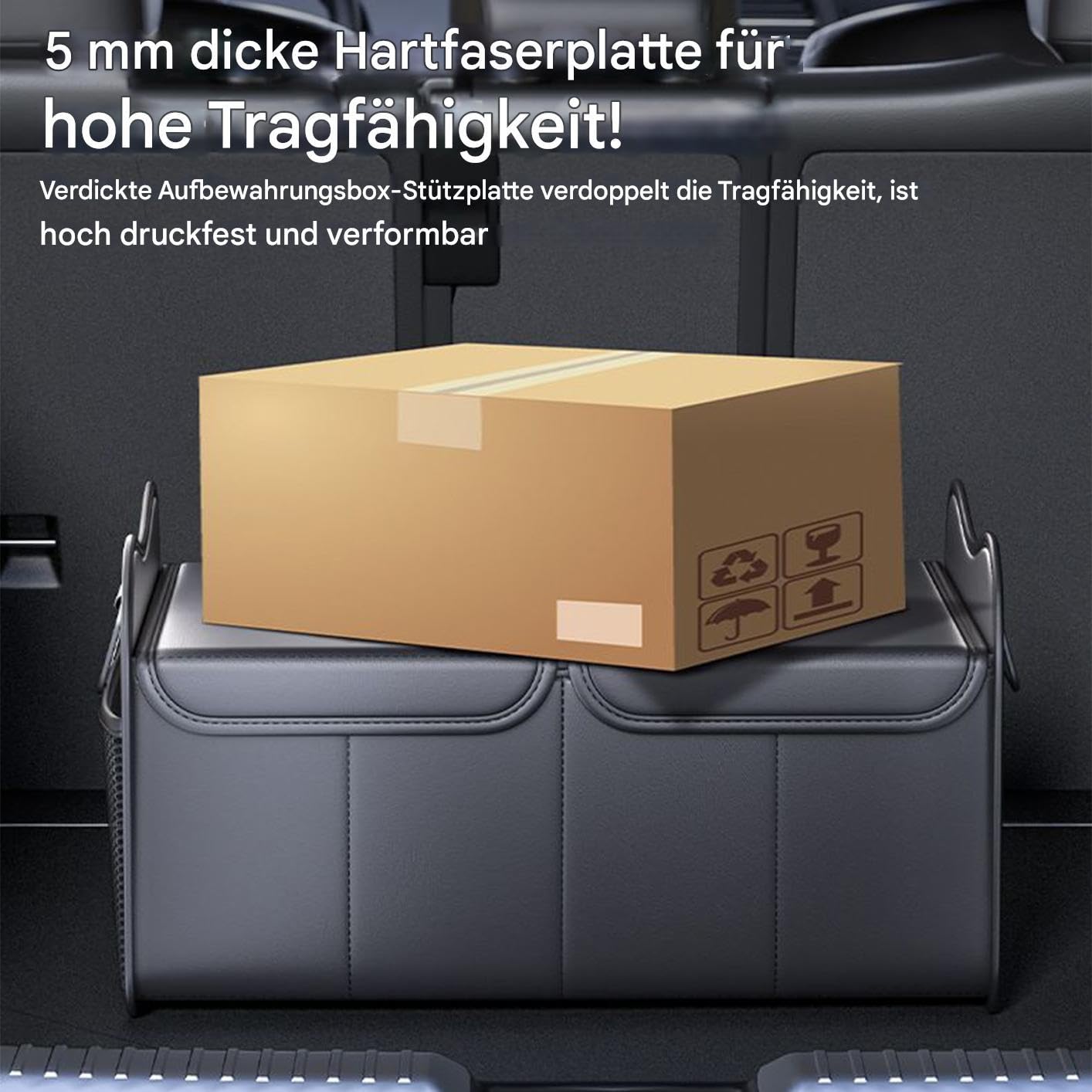 Organizer per bagagliaio, organizer per bagagliaio con coperchio | grande scatola di immagazzinaggio pieghevole, accessorio per veicoli da viaggio, vacanze, sedile posteriore camion