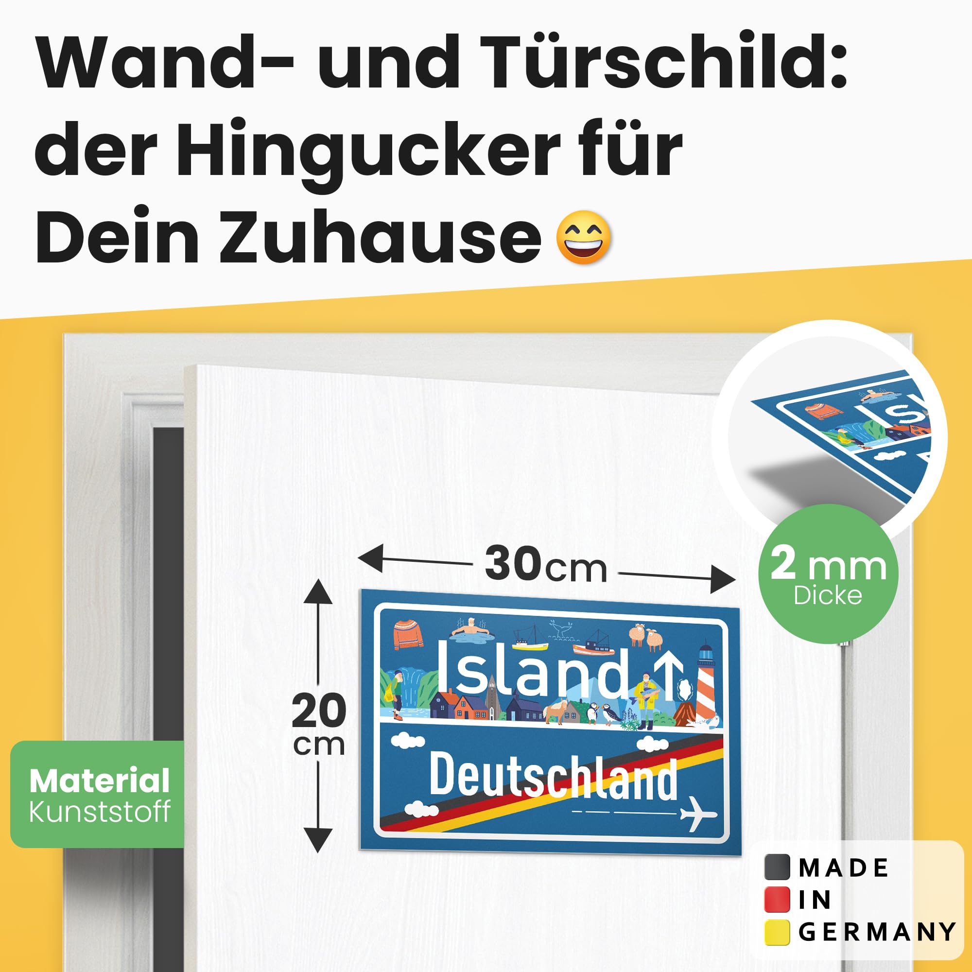 Ungarn Deutschland Ortsschild 30x20cm - Lustiges Reisegeschenk & Deko