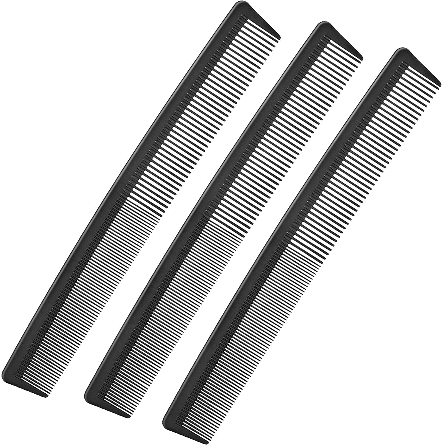 MAYU 3 Pack Black Carbon Barber Fiber Cutting Comb,Fine Tooth Hair Comb,Hairdressing Styling Combs,Heat Resistant Combs,Styling Combs for Salon (Style G)
