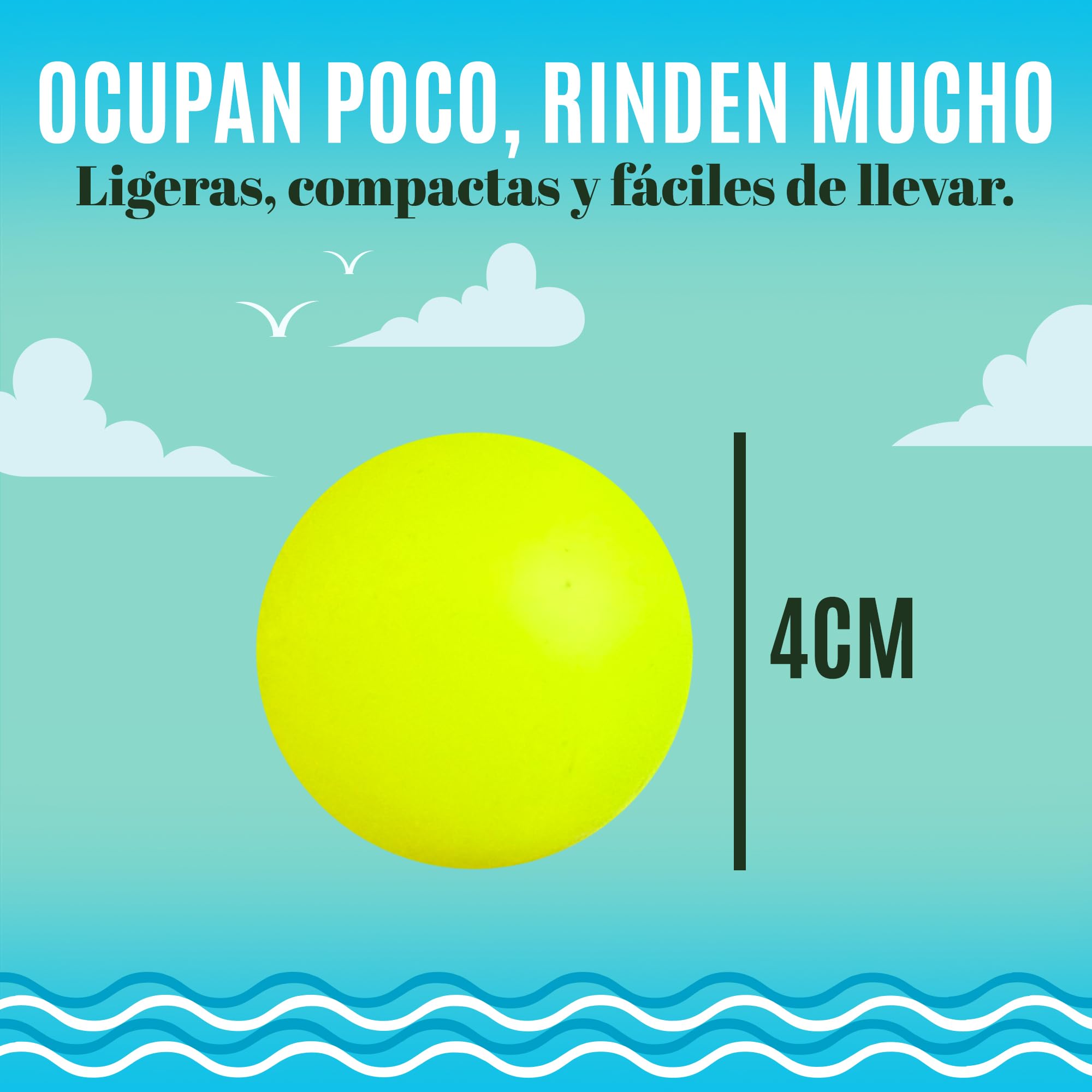 Genérico 10 Pelotas de Repuesto para Palas Playa | Resistentes, Ligeras y Alta Visibilidad | Accesorios para Raquetas | Juegos Playa y Juguetes Verano