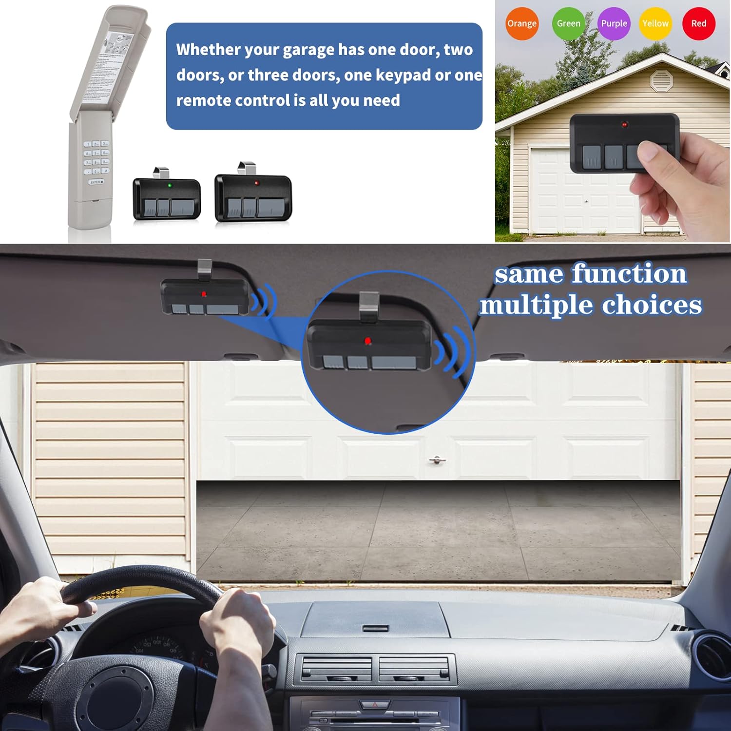 Garage Door Keypad 877MAX with 893MAX Garage Door Opener Remote, 3-Channels Garage Keypad Replace 878MAX 377LM 877LM 376LM 977LM, Fit for All Liftmaster Garage Door Opener Since 1993, 315/390 MHz - - 