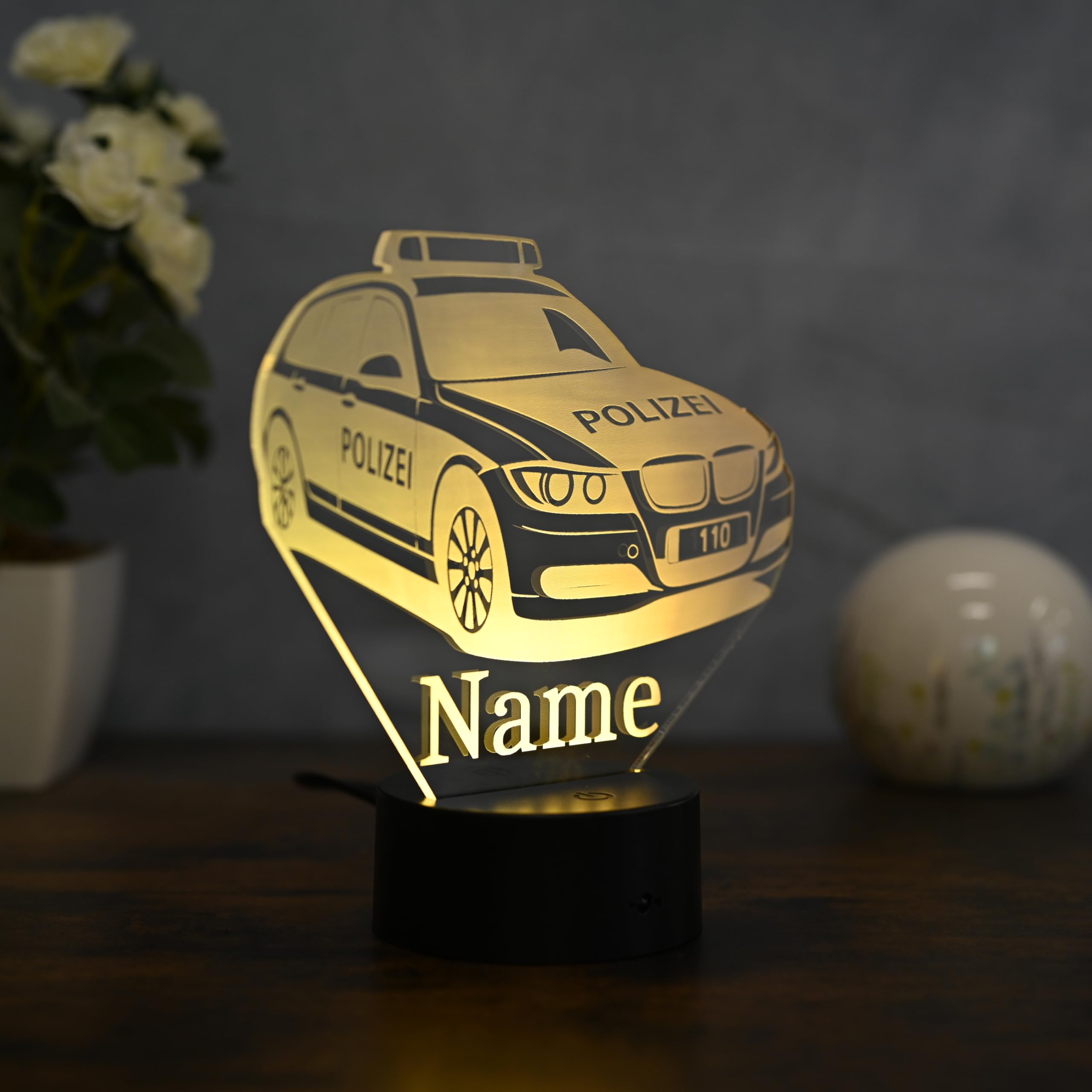 Personalisiertes LED Nachtlicht Polizei Geschenk idee für Polizeifans, dekoration für Polizisten und Polizistinen Sport auto als Polizei auto Polizei Wagen Klassisch