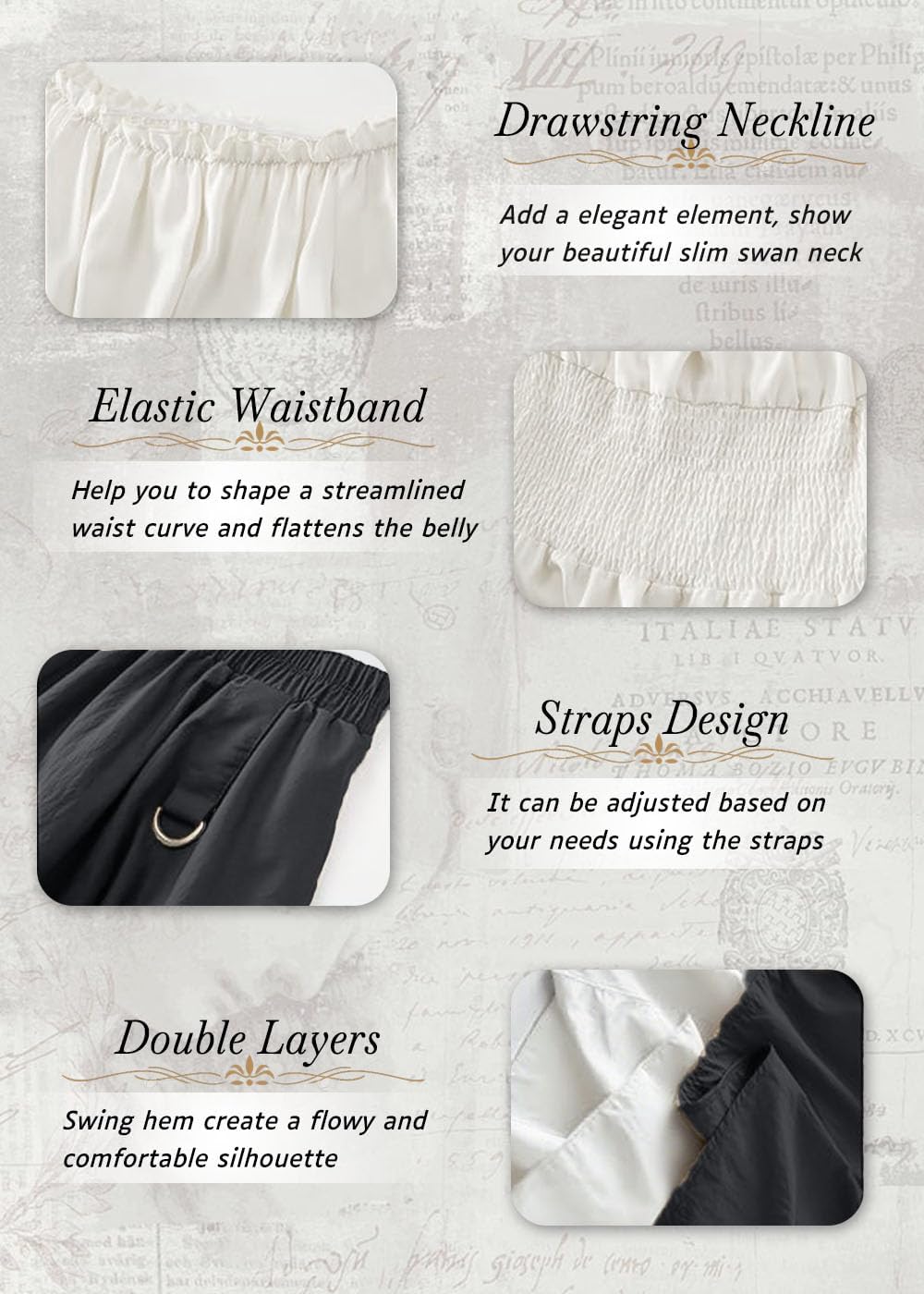 VNVNE Halloween Renaissance Fairy Pirate Witch Costumes for Women, Medieval Victorian Vintage Peasant Cosplay Ren Faire Dress - Image 5