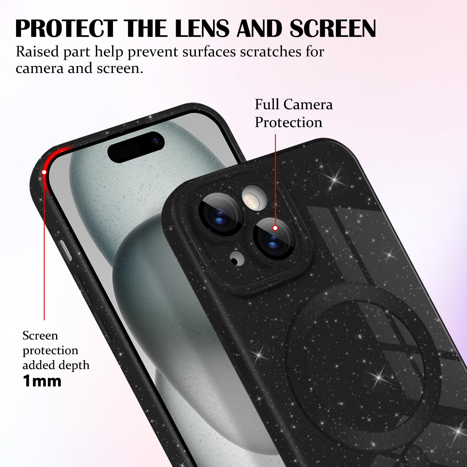 Newseego Glitzer IPhone 15 Pro Hülle Mit MagSafe – Transparente Schutzhülle, Magnetisch, Stoßfest, Mit Glitzereffekt
