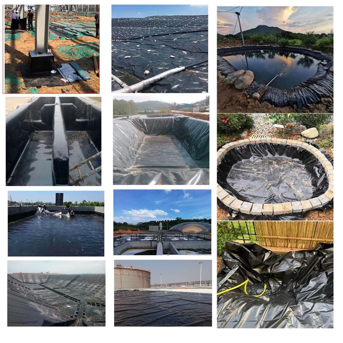 Rivestimento per laghetto in polietilene resistente, 1 x 8 m, per giardino, cortile, cascata e acqua, in gomma nera resistente, ideale per laghetti, piante acquatiche e paesaggistica