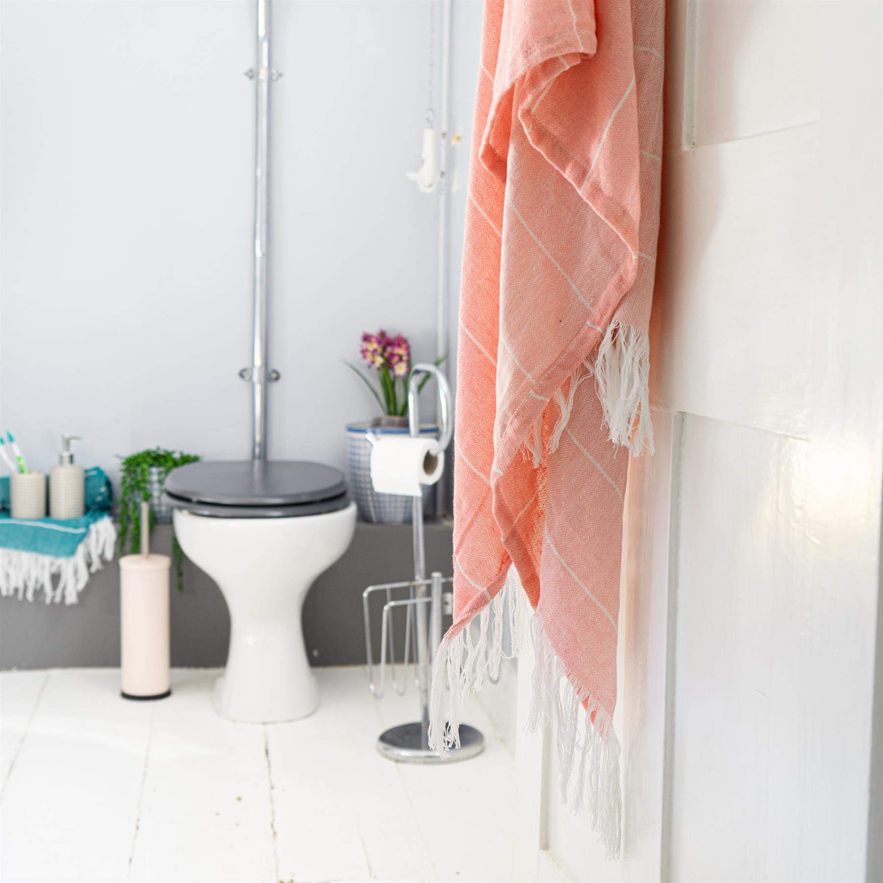 Nicola Spring Serviettes de Bain en Coton Turc - Légard Peshtemal Fouta de Plage légère - 173 x 92 cm - Cantaloup/Moutarde - Pack de 4