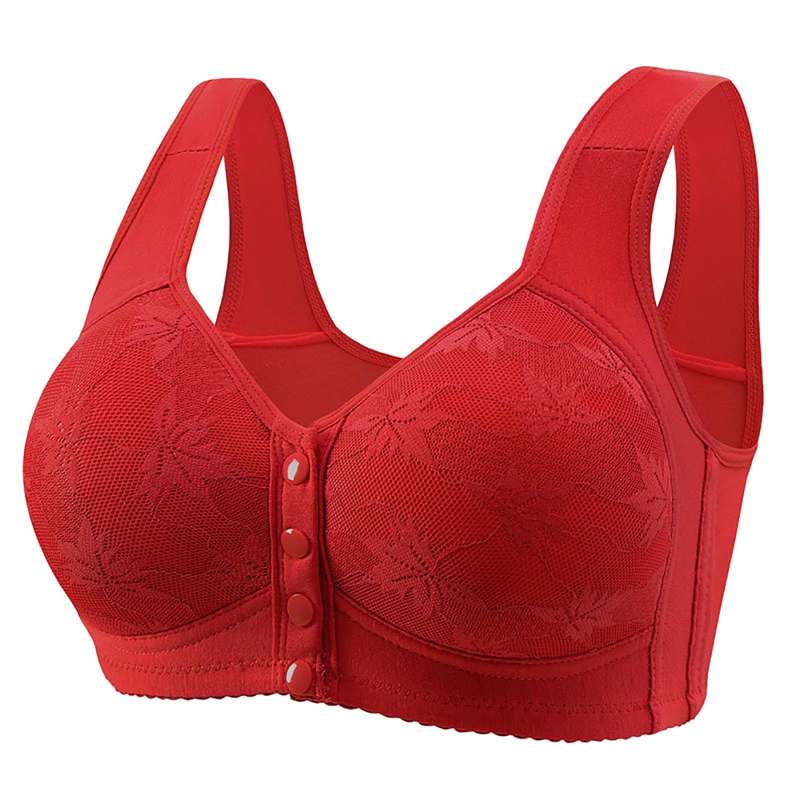 Front Closure Bras for Women No Underwire Full Coverage Breathable Senior Daisy Bras Upgraded Push Up Padded Bralette