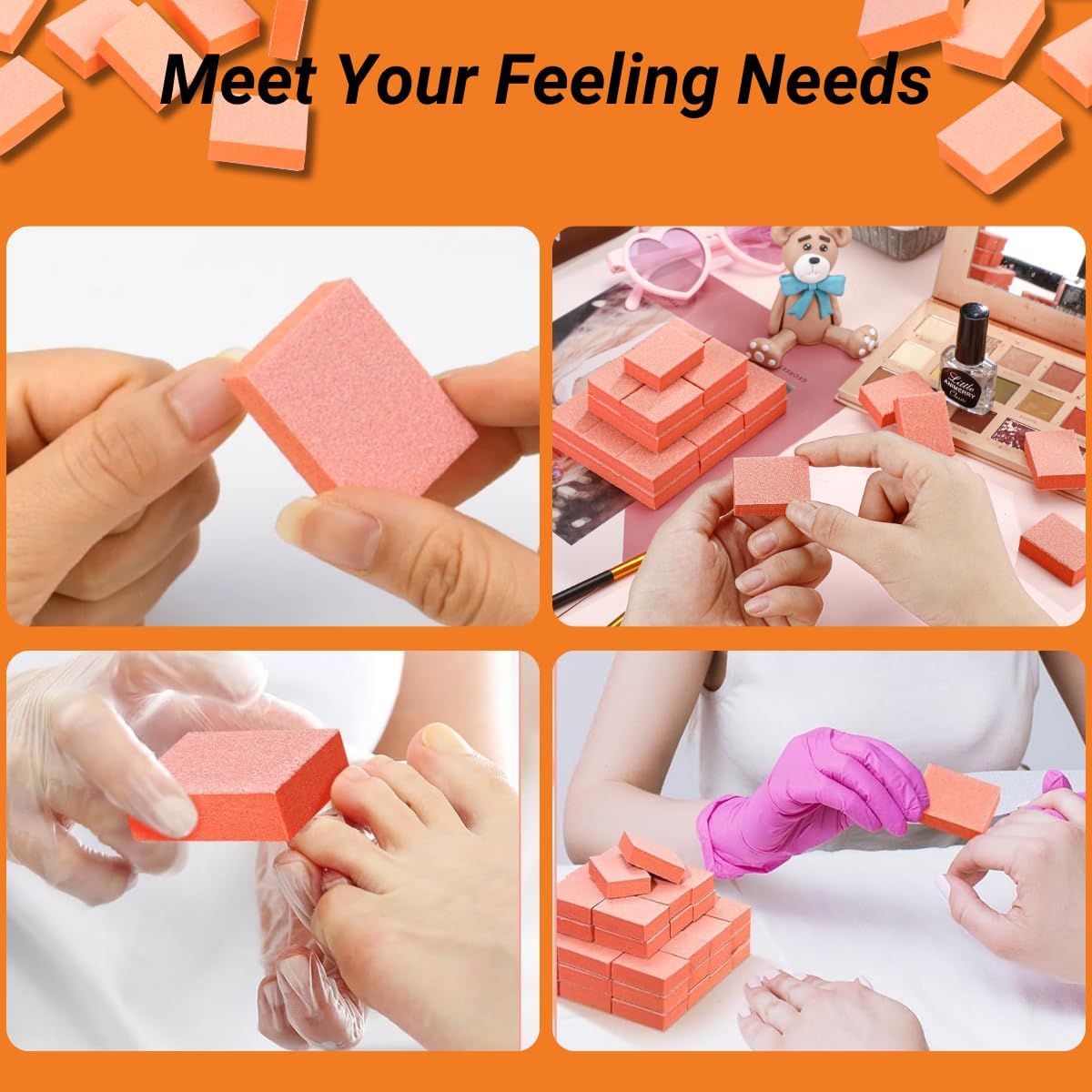 1500 PCS Mini Nail Buffer Blocks – 80/100 Grit Double-Sided Orange Buffers for Acrylic Nails, Gel Nails, and Manicures