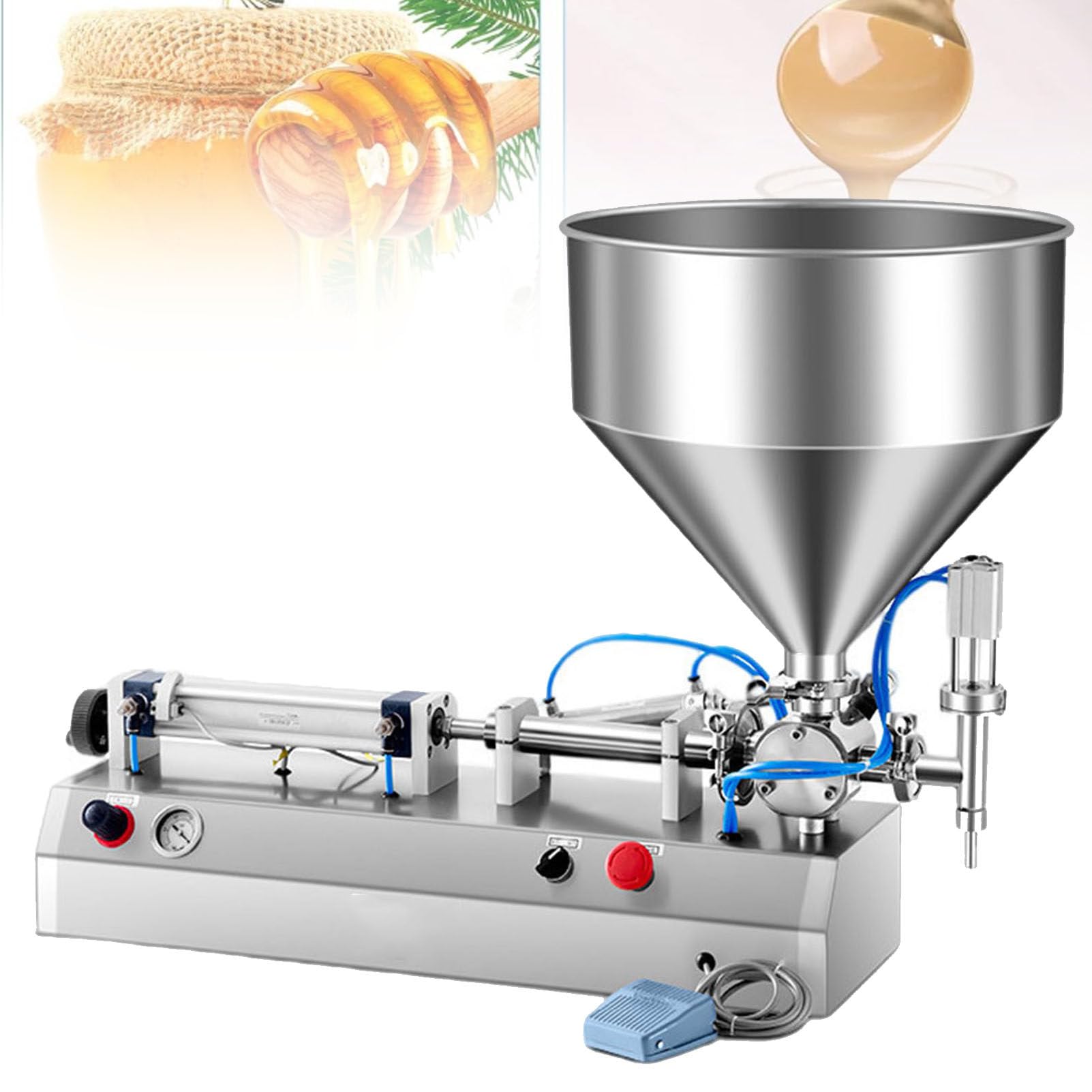 TREEYX Pneumatic Piston Filler Semi-Automatic Paste Dispenser - Manual Liquid Filling Machine for Oil Cream Lotion Honey -