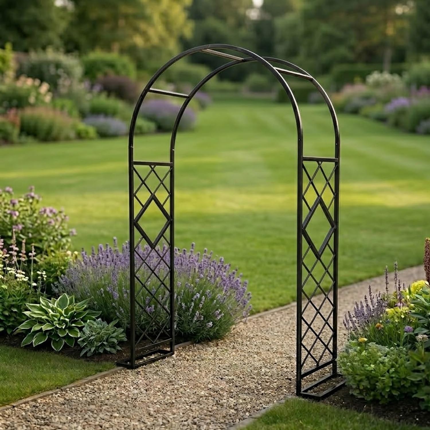 Arche pour plantes d'extérieur et fleurs grimpantes | Treillis noir robuste