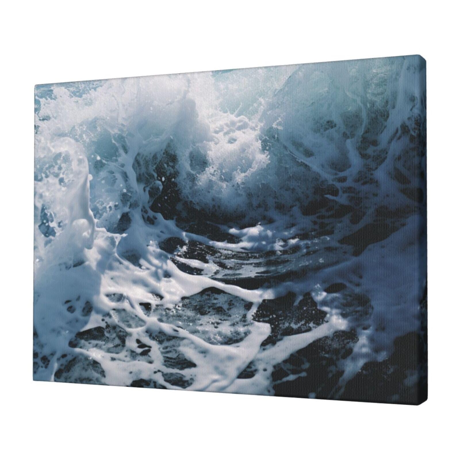 FodPand Canvas Wall Art for Living Room Wall Decor 12"x16" Modern Artwork Painting Pictures Hanging Canvas Prints Ocean Splash Foam Aesthetic Wall Art for Bedroom Bathroom Office Wallart Decor